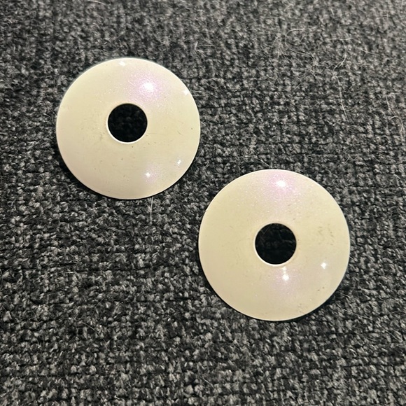 1980s Metal Circle Iridescent Shimmer Statement Earrings - Picture 1 of 4